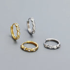 925 Sterling Silver Fashion Simple Drop Row Zircon Ear Buckle