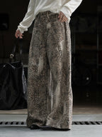 Leopard Print Wide Leg Jeans