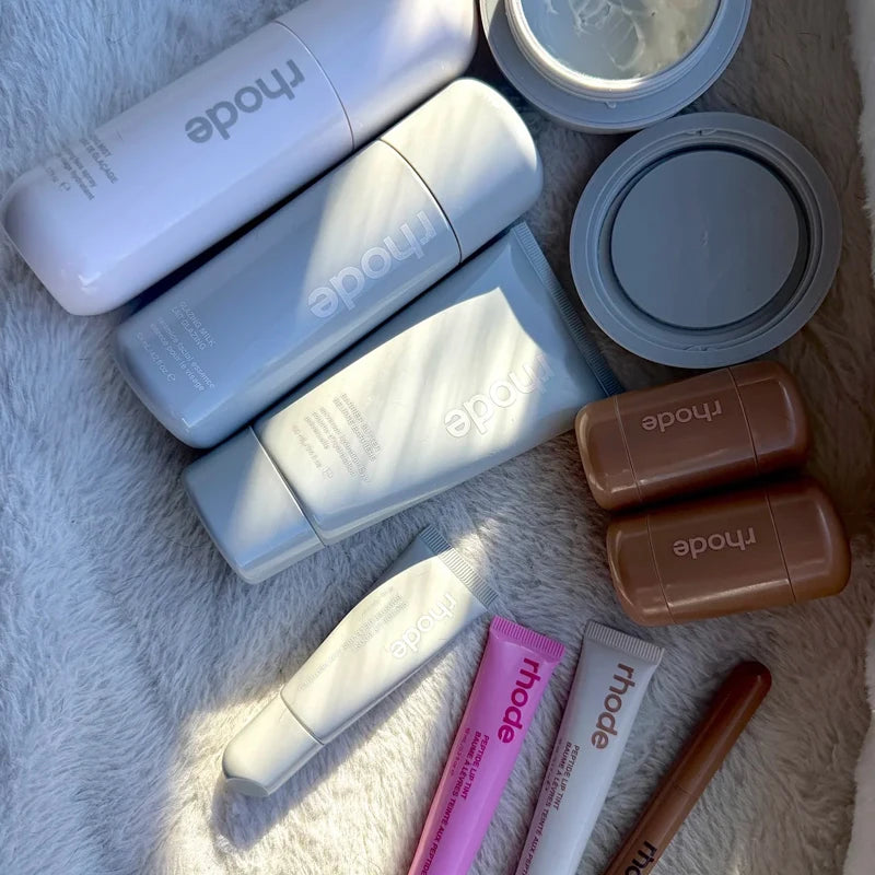 ROD Makeup Set Lip Balm Smoothing Lip Gloss Moisturizer Cheek Hydrating Skin Care Products Natural Rouge Blush Stick Storage Bag