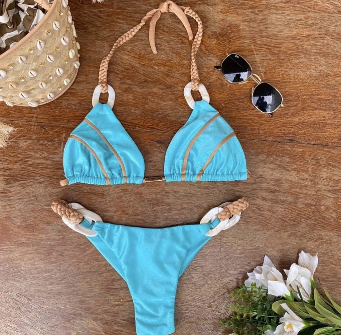 Solid Color Strap Bikini