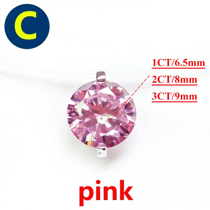 925 Sterling Silver 1ct D VVS1 Diamond with GRA Moissanite Fishing Line Blue Pendant Necklace