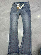 Rhinestone Denim Flared Jeans