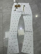 Rhinestone Denim Flared Jeans