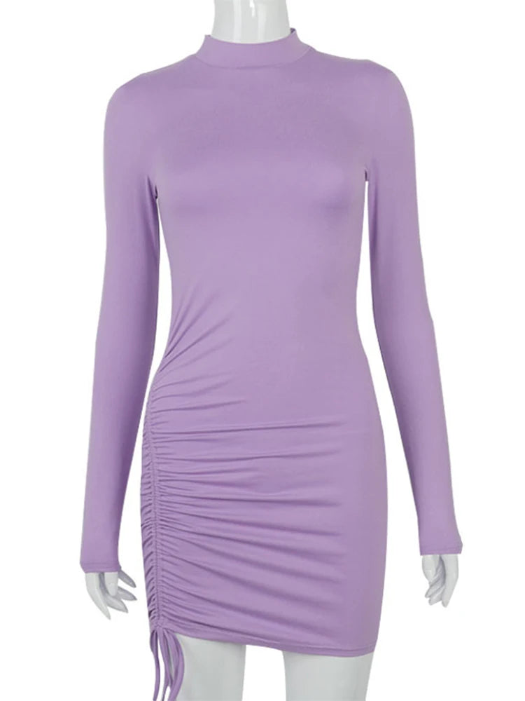 Long Sleeve Ruched Bodycon Dress