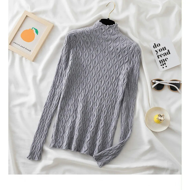 Long Sleeve Turtleneck Knitted Top