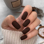24pcs/set short fake nails for women girls almond ballet nail tips matte red nude brown faux ongles press on acrylic false nail