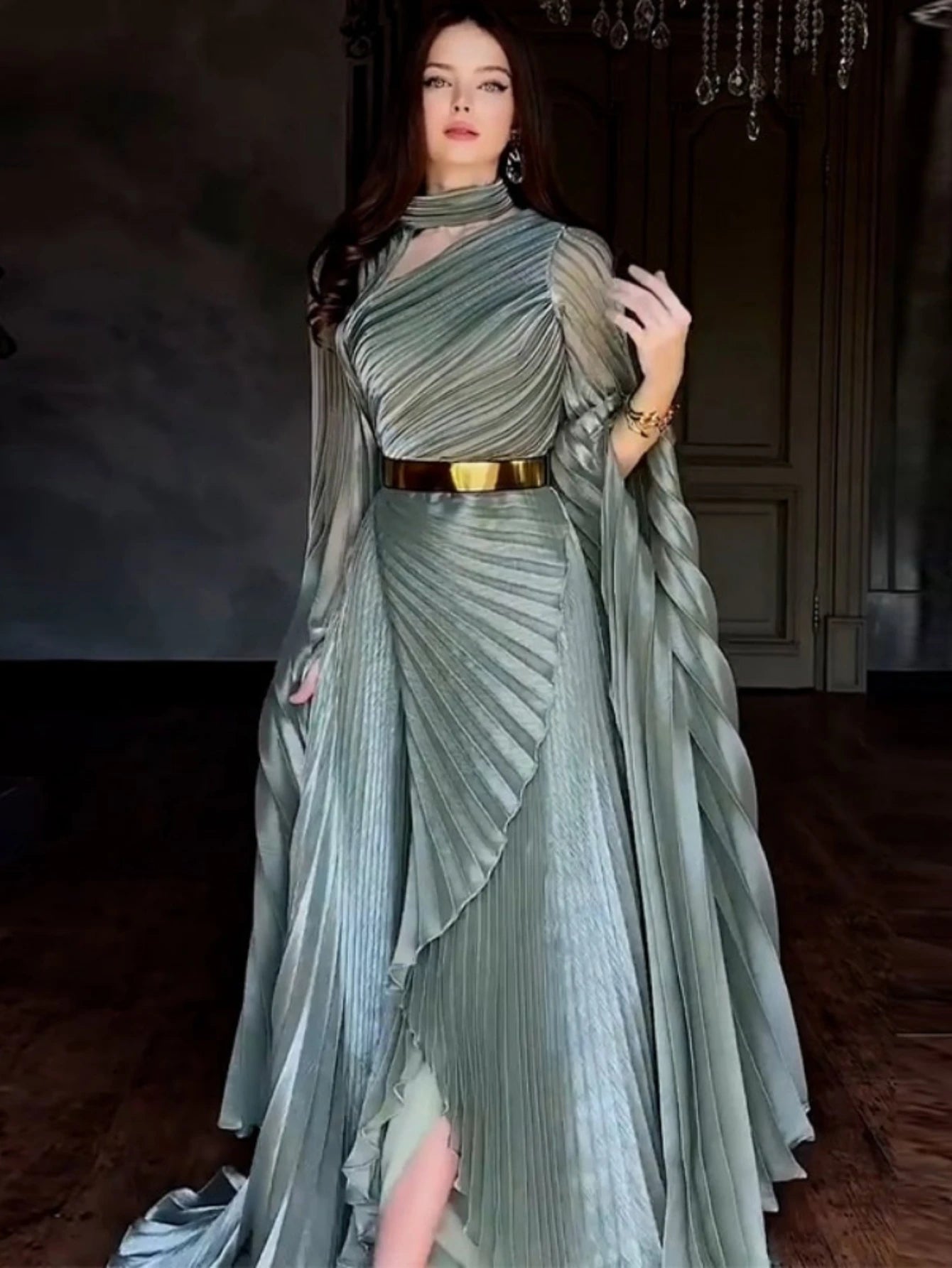 Eid Dubai Party Dress Muslim Abaya Women Party Irregular Folds Jalabiya Vestidos Largos Long Robe Ramadan Morocco Caftan Dubai