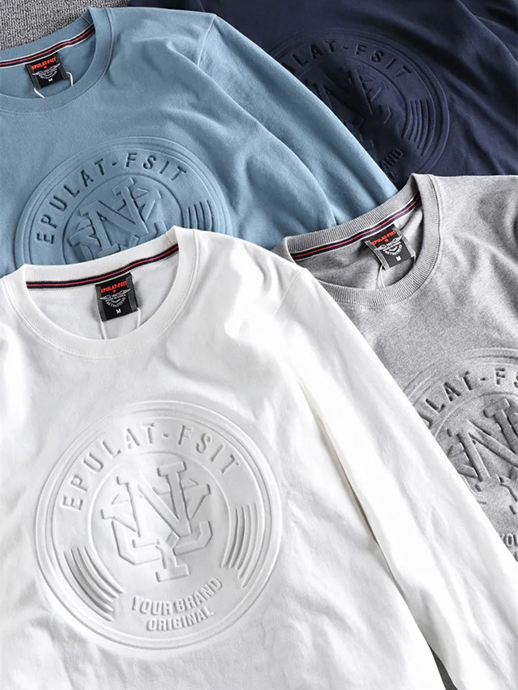 Minimalist Embossed Logo Long Sleeve Tee