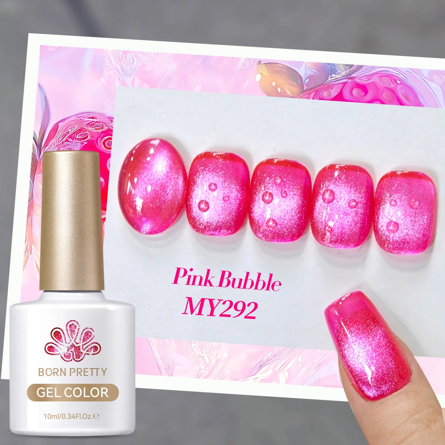 BORN PRETTY 10ml Water Light Cat Magnetic Gel Nail Polish Shining Super Sliver-light Holographics Soak Off UV Gel Varnish
