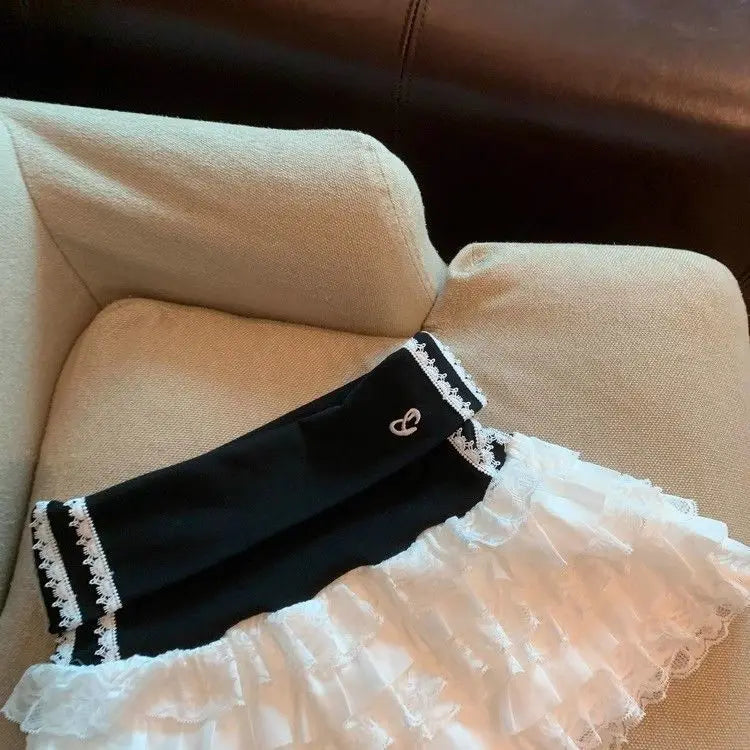 Splice Lace High Waist Mini Skirt
