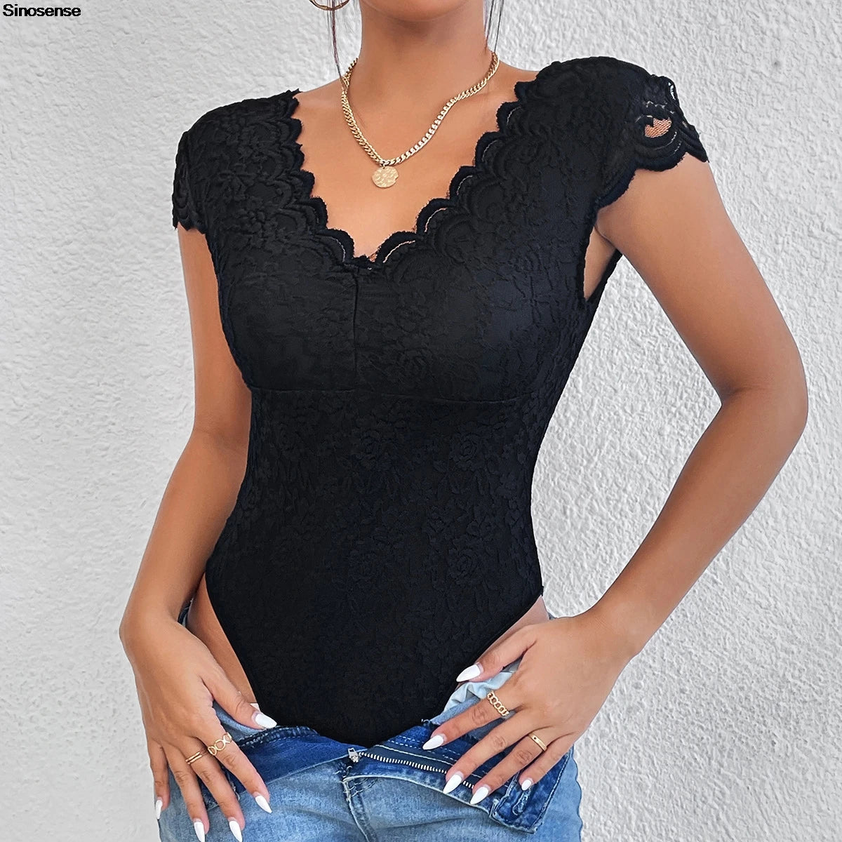 Embroidery Floral Contrast Lace Teddy Bodysuit