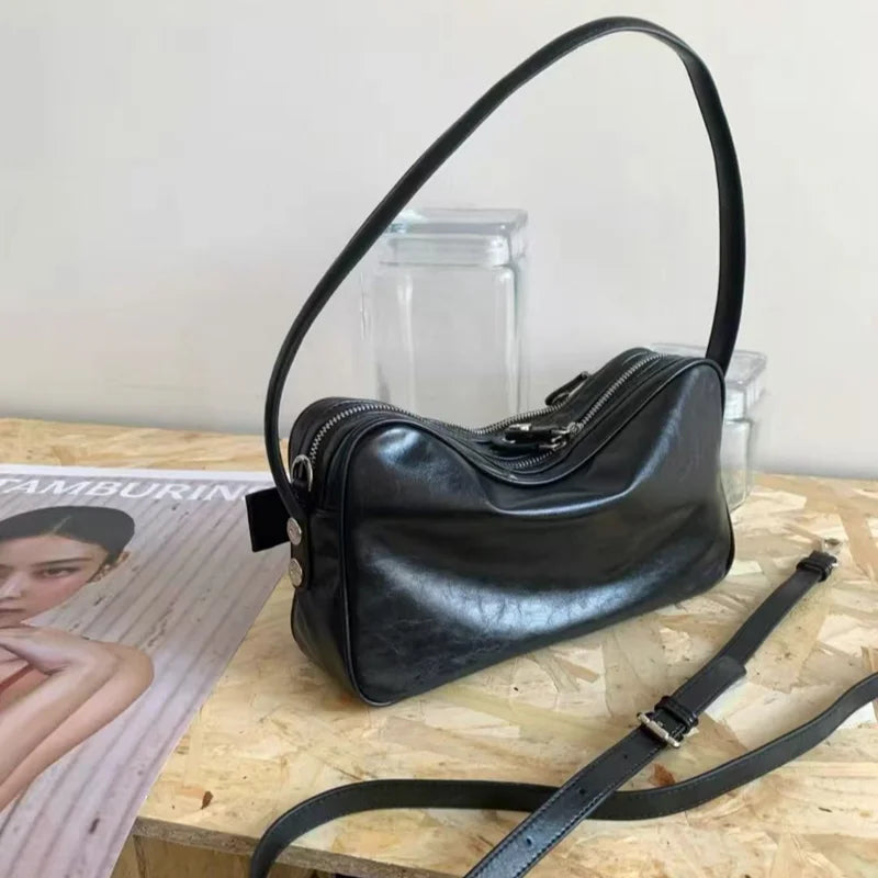 Swiss Design Genuine Leather Bowling Bag
