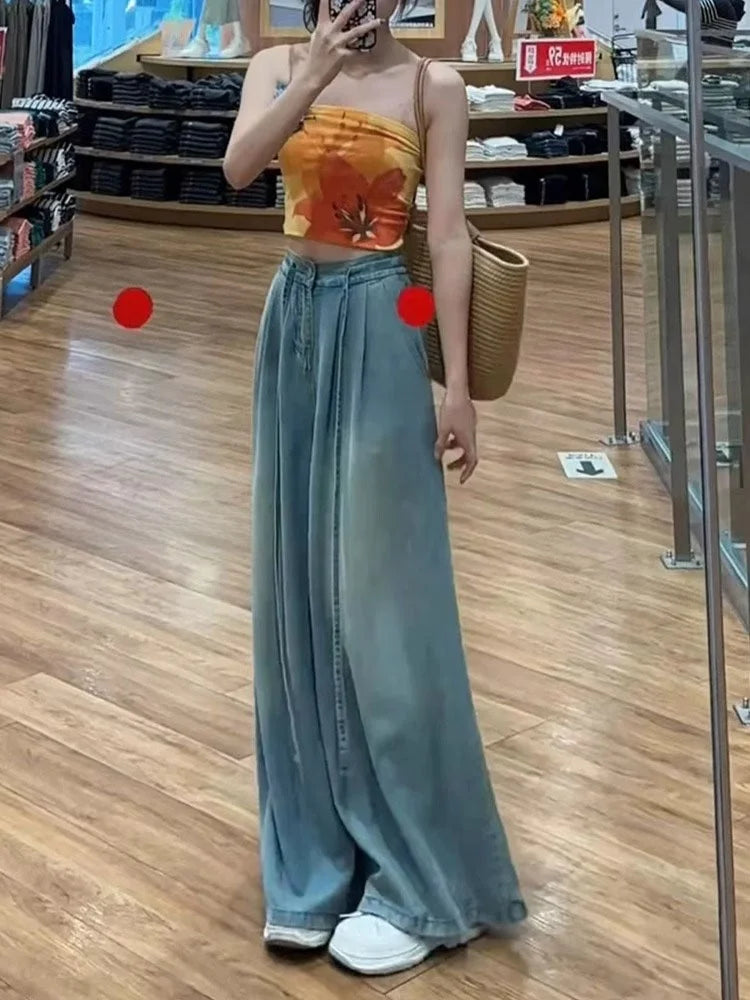 High Waist Straight Leg  Denim Jeans