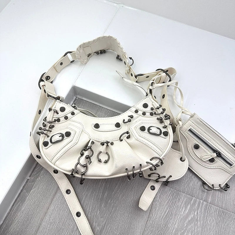 Cropped Studded Motorcycle Bag