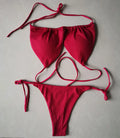 Solid Color Ruched String Bikini