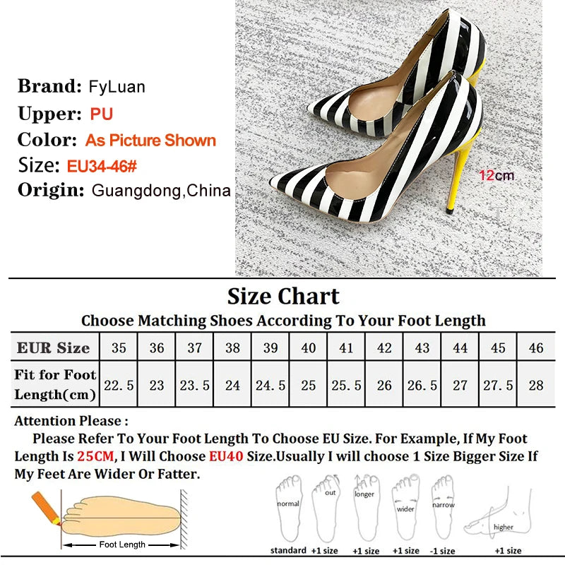 Black And White Striped High Heels
