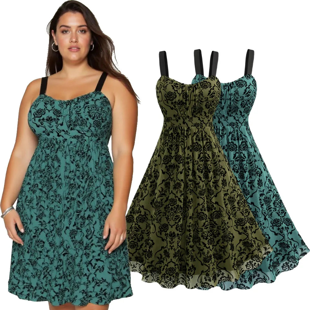 Sleeveless Flower Layered Ruched Mesh A Line Dress