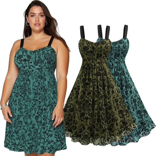 Sleeveless Flower Layered Ruched Mesh A Line Dress