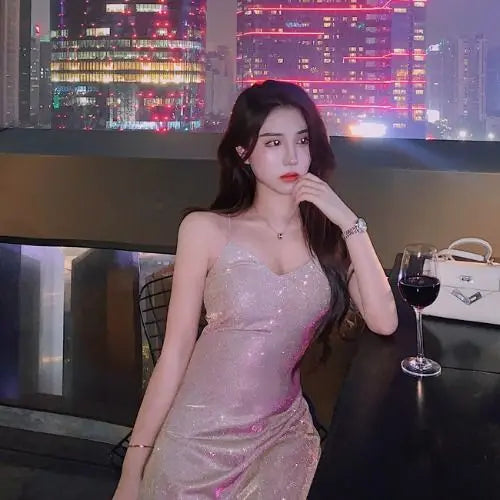 V-neck Suspender Dress