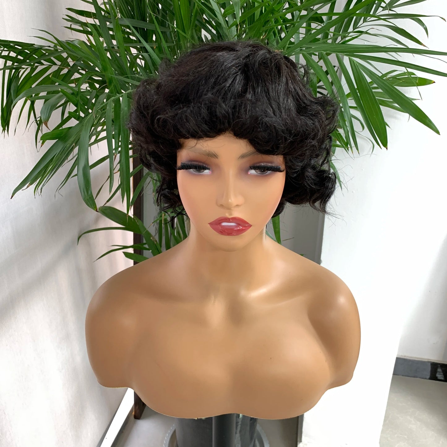 Brown Short Curly Pixie Cut Wig