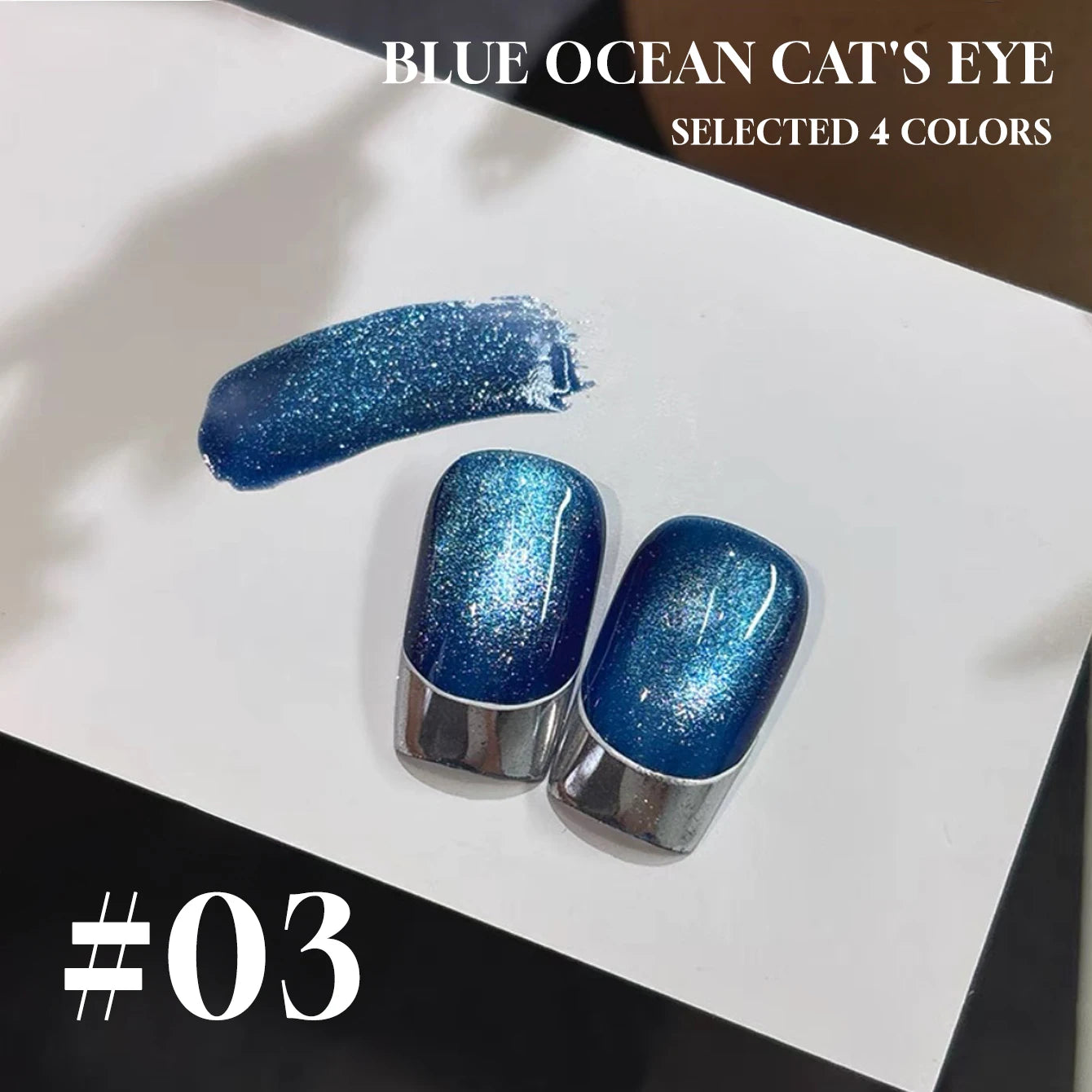 MIANEL 12ML Blue Ocean Cat Eye Gel Nail Polish Mint Mambo Whitenning Glass Beads Cat Magnetic Gel Blue Nails 1-21pcs