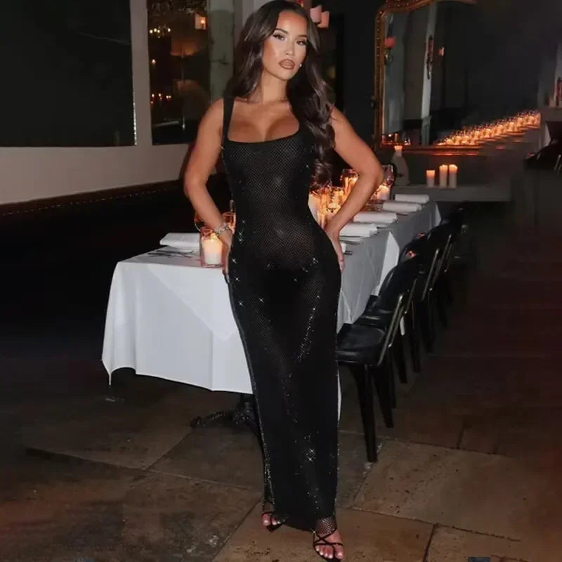 Diamond Glitter Backless Dress