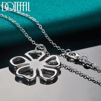 925 Sterling Silver 18 Inch Chain Flower Necklace Bangle Earring Set