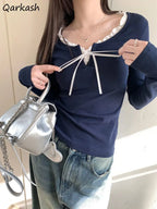 Bow Simple Patchwork Tee
