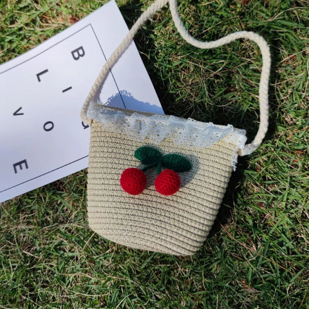 Children Flower Straw Bags