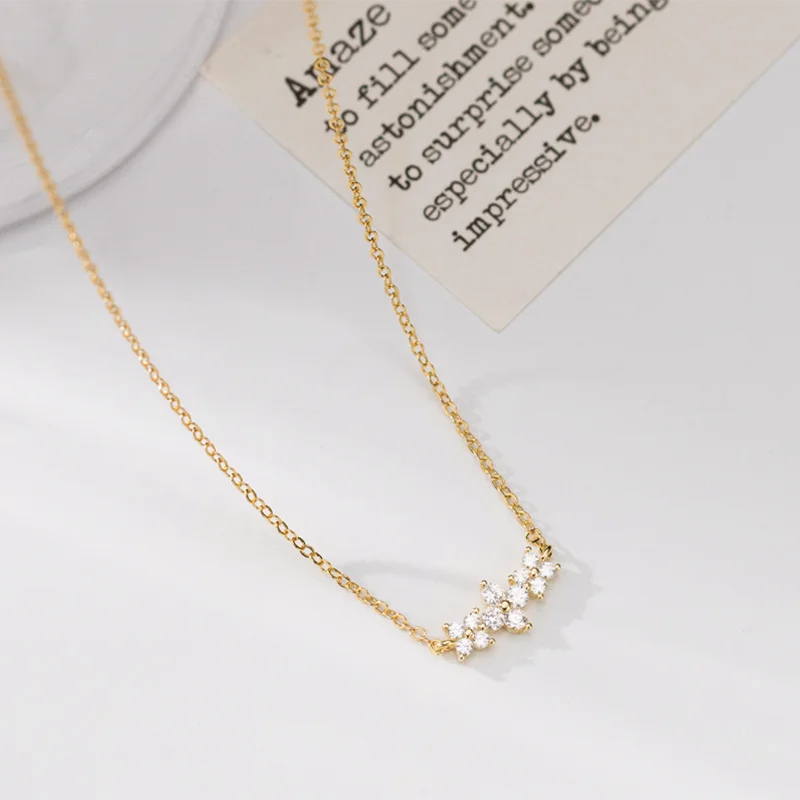 925 Sterling Silver Romantic Flower Clavicle Charm Chain Necklace