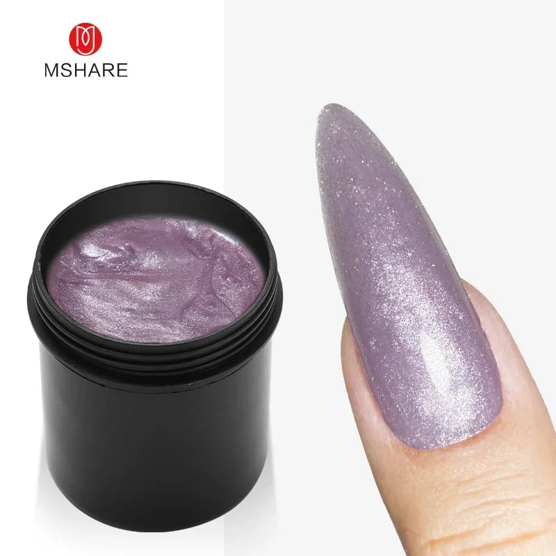 MSHARE 150ml Ice Blue Jelly Gel Builder Nail Extension Gel Tpo Hema Free Gel Nail Construction Cream Medium Shimmer UV Led Gel