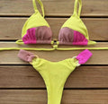 Spliced Solid Color Bikini