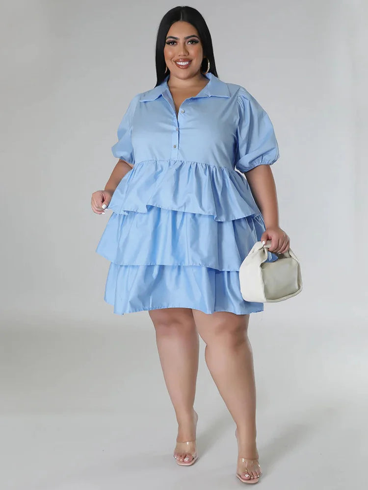 Wmstar Plus Solid Midi Shirt Dress