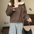 Long-Sleeved Doll Collar Contrasting Sweatshirt