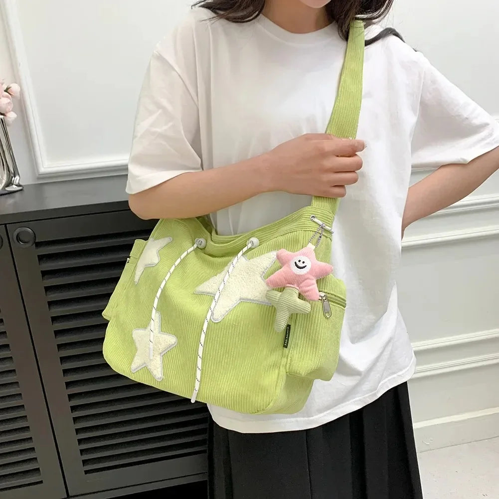 Star Pattern Corduroy Crossbody Bag