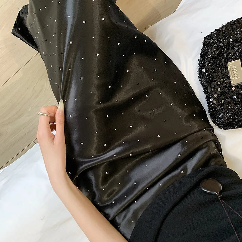 Glitter Rhinestone Mermaid Long Skirt