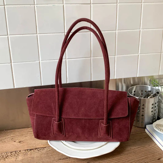 Faux Suede Shoulder Bag