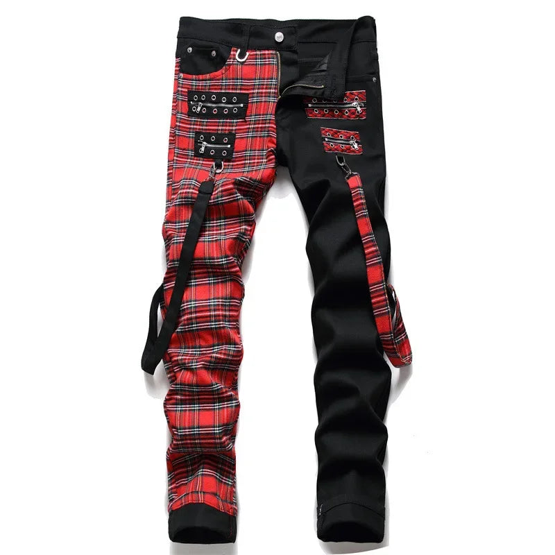 Dual-Tone Tartan Streetwear Pants