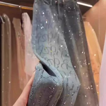 Diamonds Beaded Denim Pants