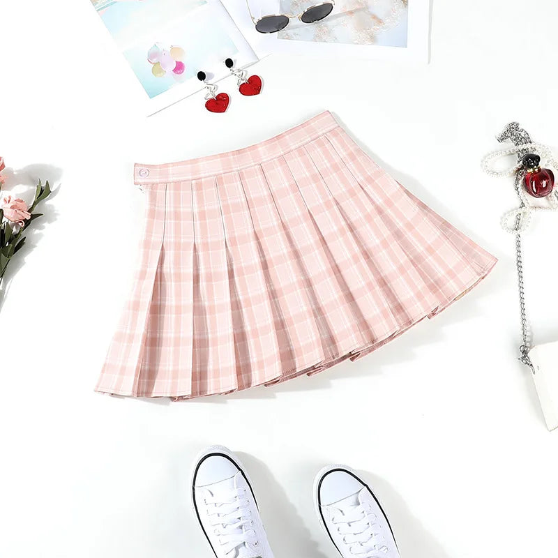 Pleated Plaid Skirt