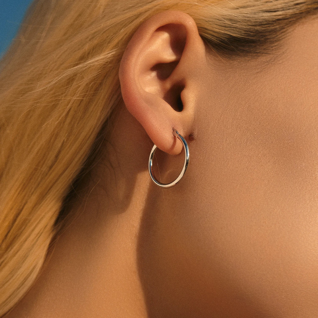 925 Sterling Silver Bold Classic Simple French Hoop Earrings