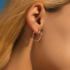 925 Sterling Silver Bold Classic Simple French Hoop Earrings