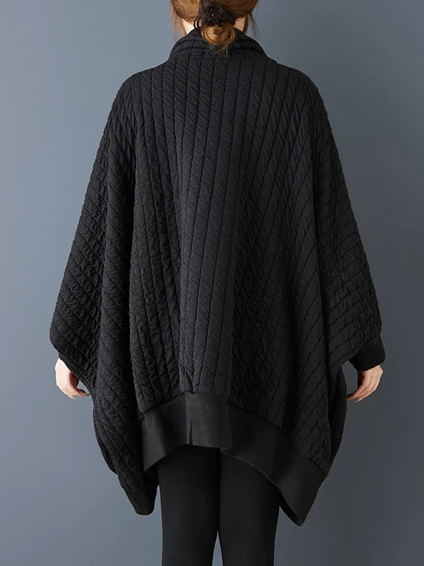 Pure Color Casual Batwing Sleeve Windbreaker