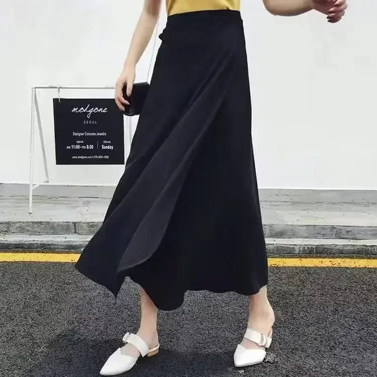 High Waisted Lace-Up Wrap Midi Skirt