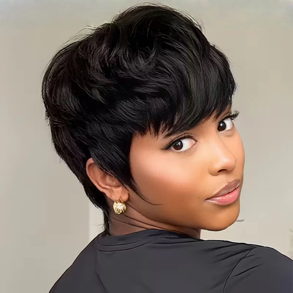 Natural Look Short Pixie Cut Human Hair Wig