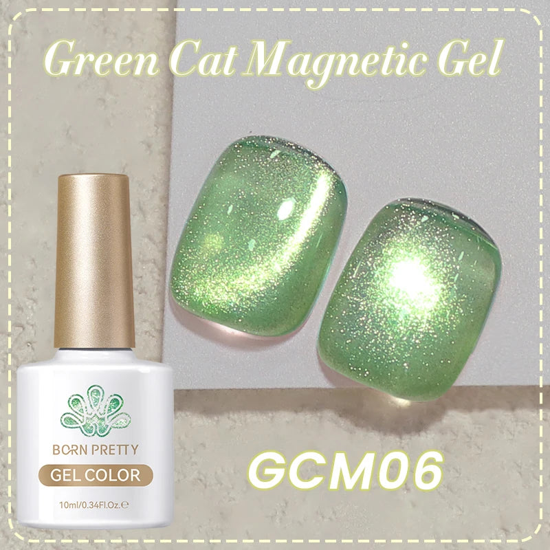 BORN PRETTY 10ml Water Light Cat Magnetic Gel Nail Polish Shining Super Sliver-light Holographics Soak Off UV Gel Varnish