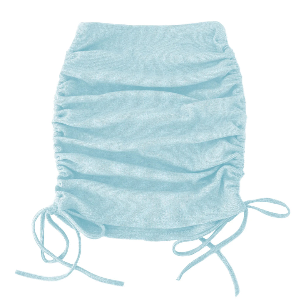 Solid Color Drawstring Ruched Skirt