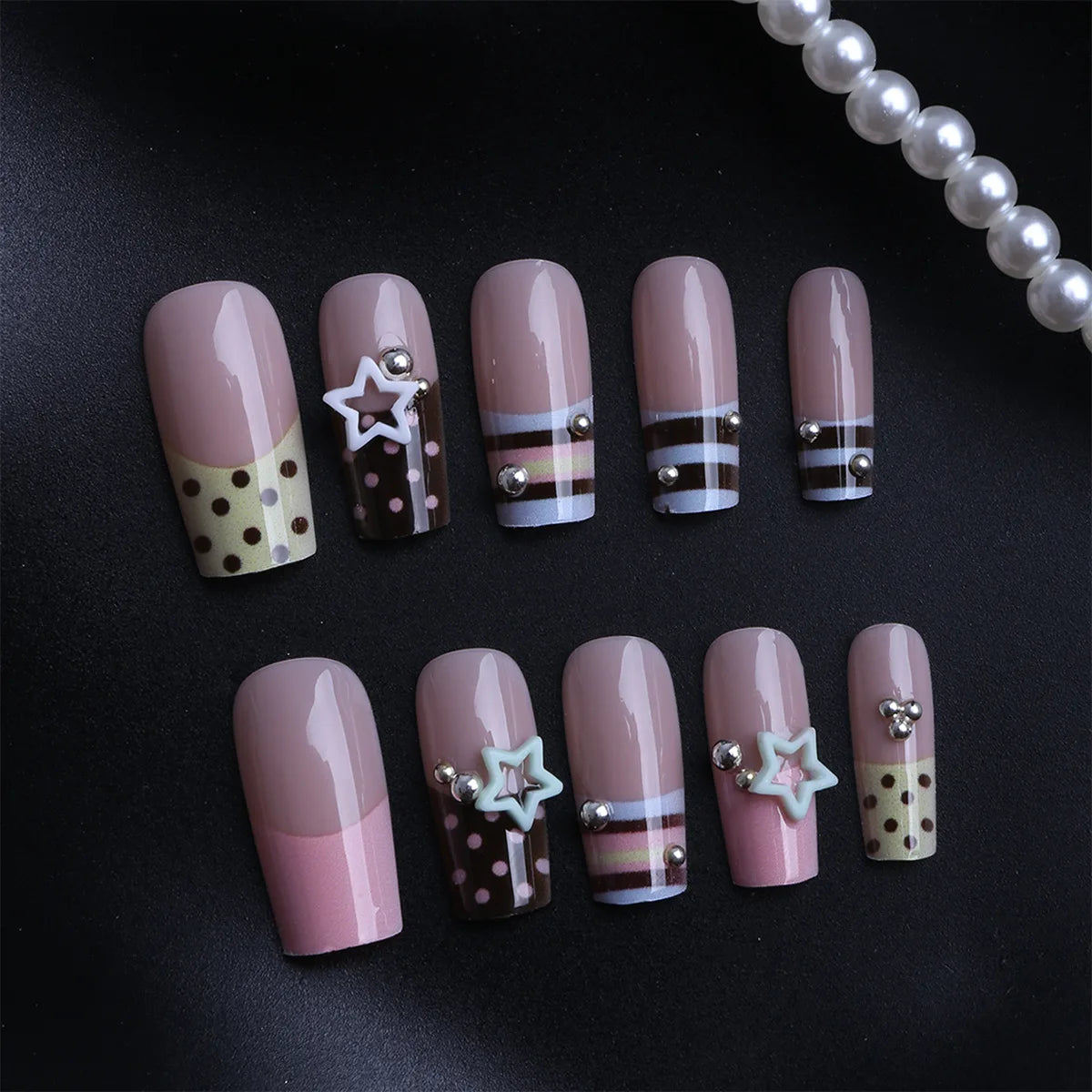 24pcs Sweet Stars Press On Nails