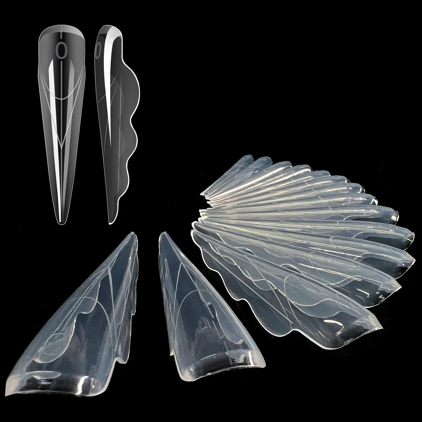 140/150pcs Extra-Long Butterfly Wing Nail Dual Forms Acrylic False Nail Tips Quick Building UV Gel Mold Nail Extension Top Forms