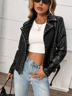 Faux Leather Studded Jacket